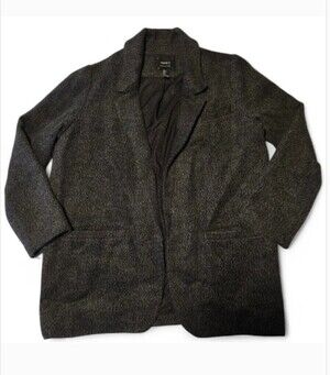 Forever 21 Premium Label Women's L Mottled Gray Blazer Open Front Career Coat